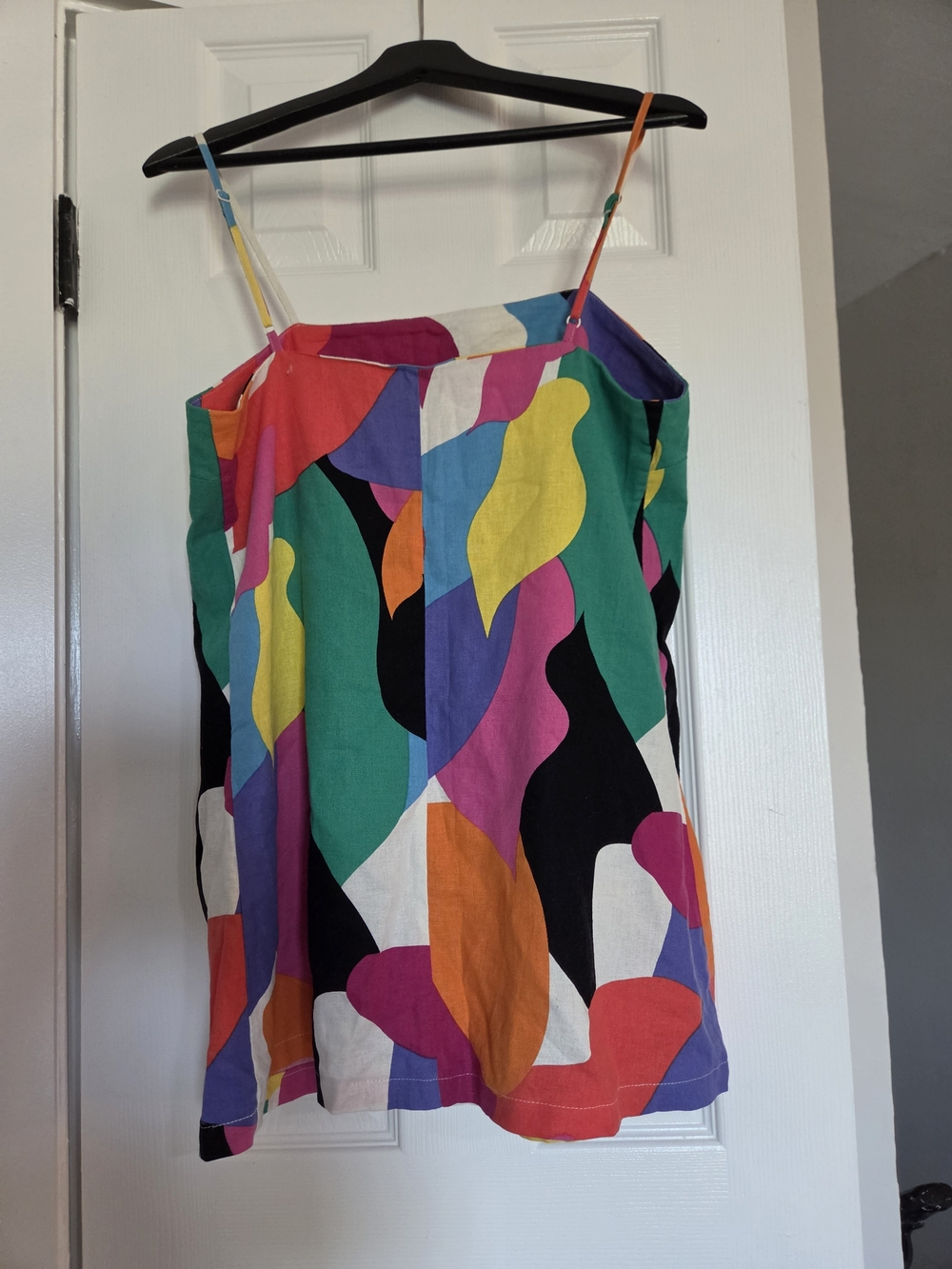 Multicolor Abstract Mini Linen Dress - Picture 2 of 4